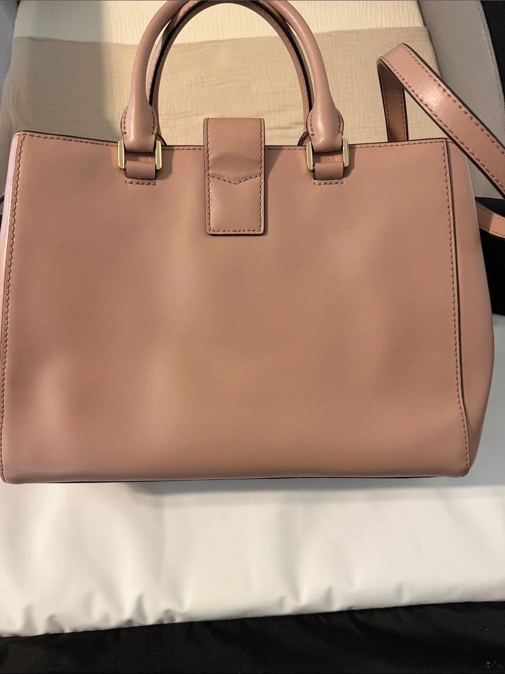 Michael Kors Pink Leather Satchel with Gold MK Lock
